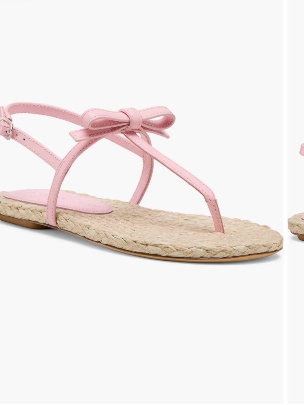 Stuart Weitzman Blush Leather Bow Espadrille Sandals